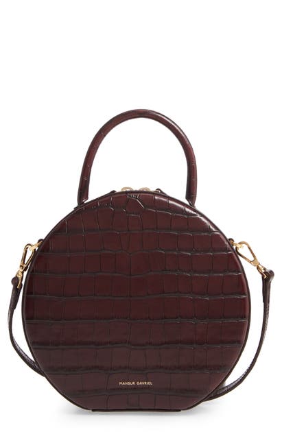 MANSUR GAVRIEL CROC EMBOSSED LEATHER CIRCLE CROSSBODY BAG,HCX059CE