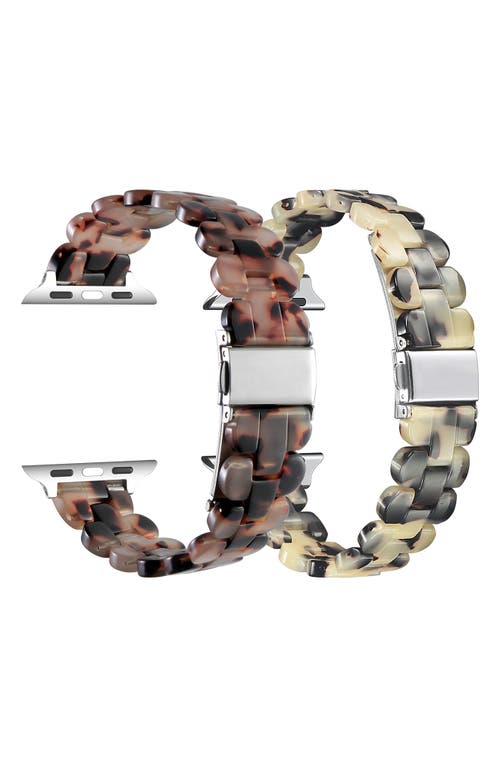 Shop The Posh Tech Assorted 2-pack Resin Apple Watch® Watchbands In Chocolate/light Tortoise
