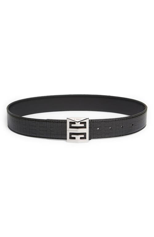 Givenchy 4G Buckle Reversible Coated Canvas & Leather Belt in Black
