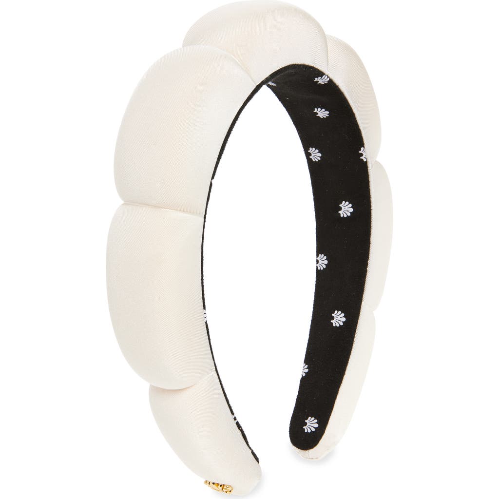 Lele Sadoughi Scalloped Satin Headband In Ivory