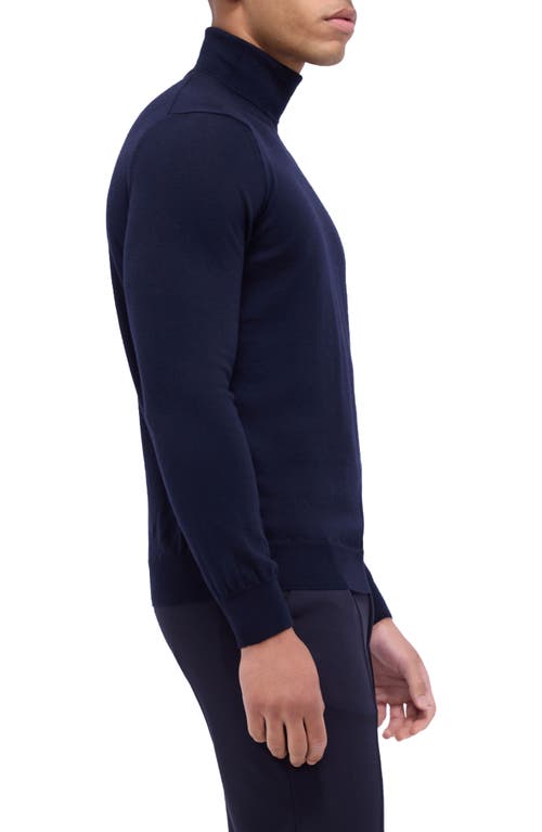 Shop Bugatchi Sawyer Merino Wool Turtleneck Sweater In Navy