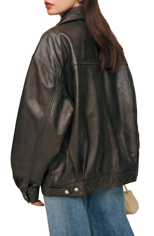 REFORMATION REFORMATION VEDA MARCO OVERSIZE LEATHER BOMBER JACKET