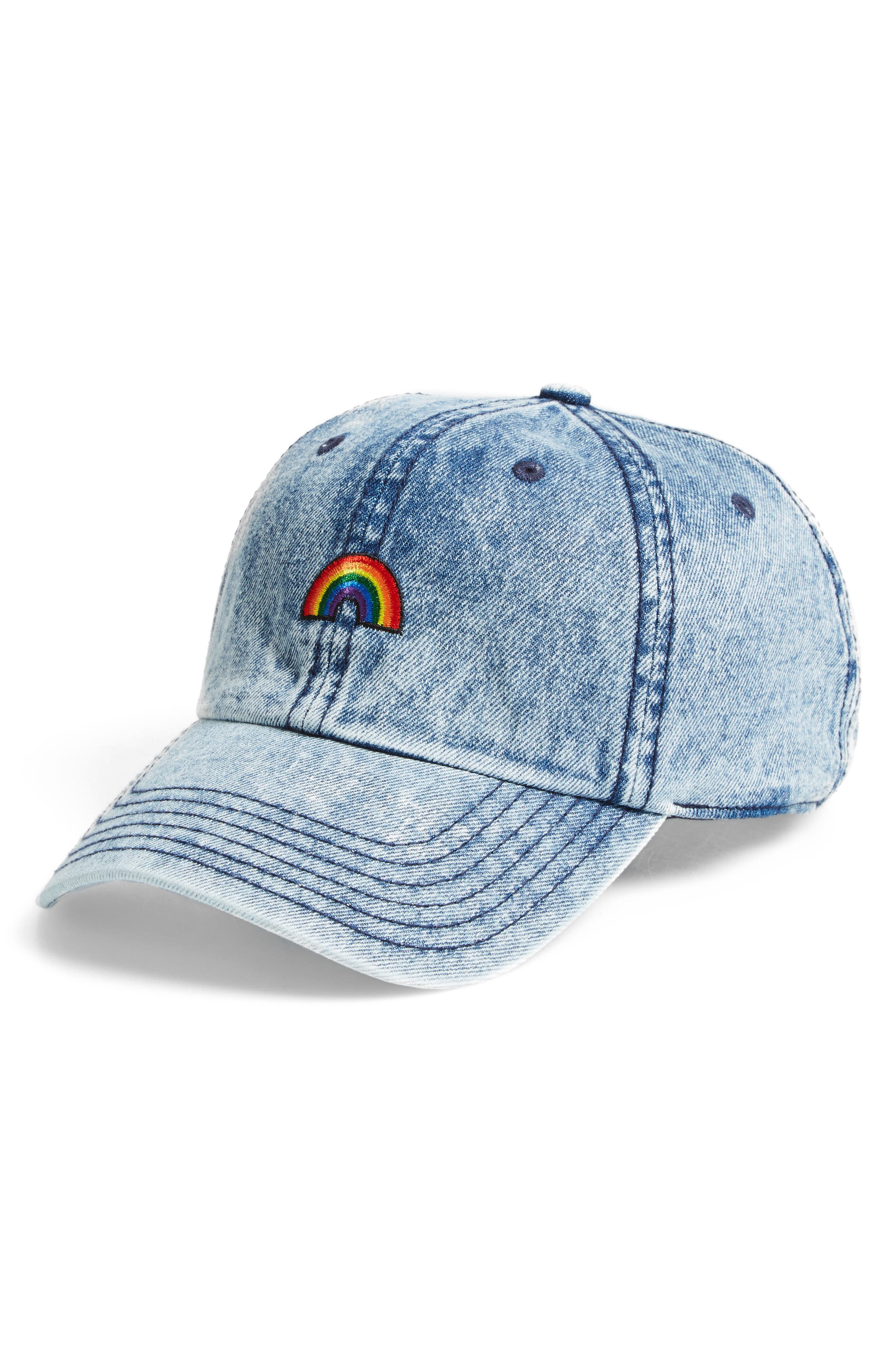 washed denim baseball cap