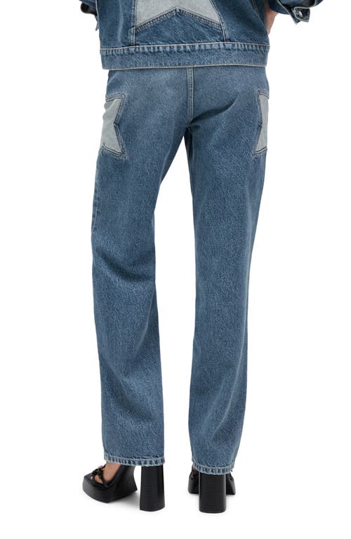 Shop Mango Ashley Star Straight Leg Jeans In Medium Blue