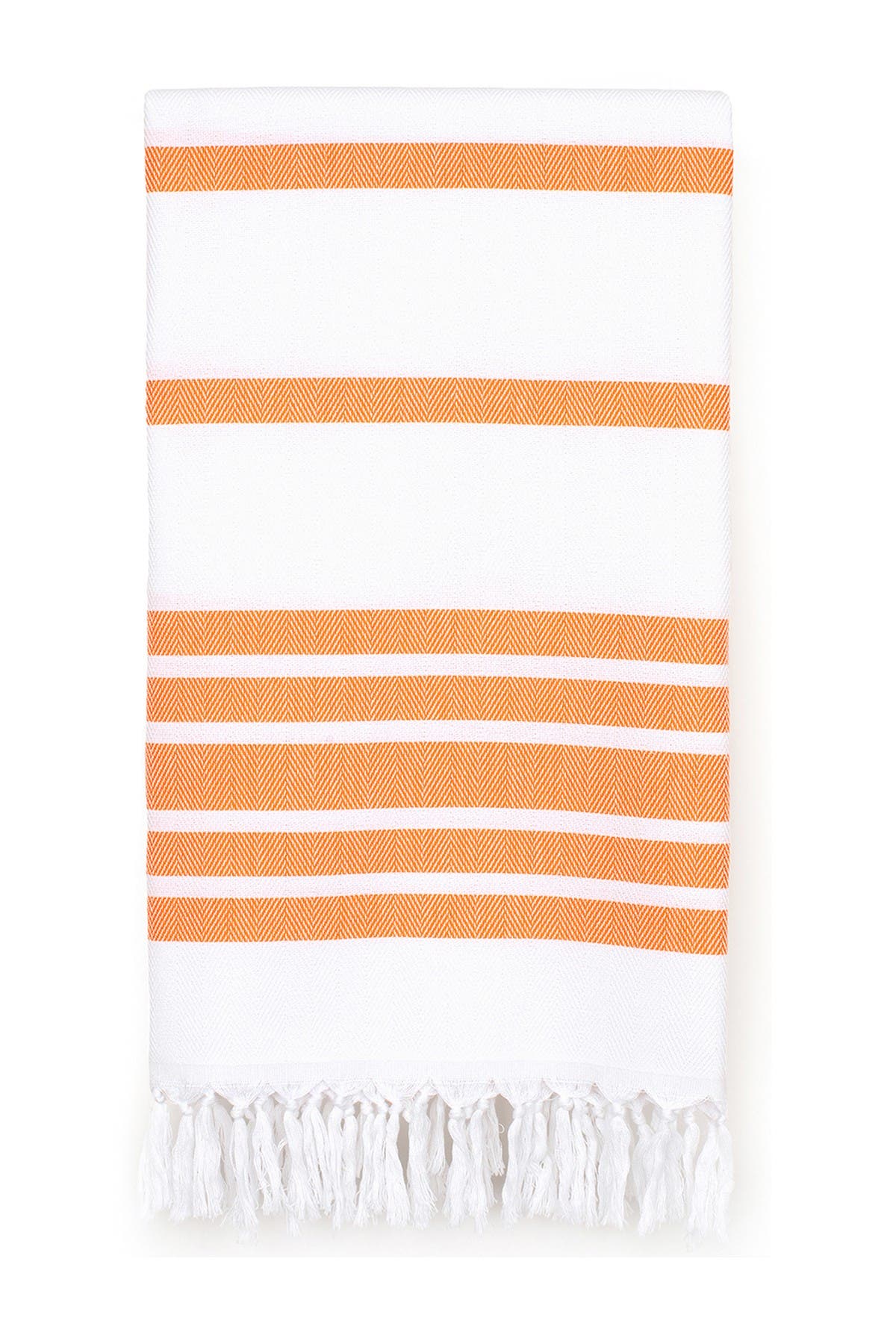 Linum Home 100% Turkish Cotton Herringbone Pestemal Beach Towel In Orange