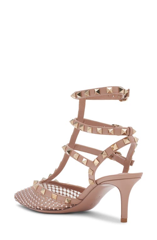 Shop Valentino Garavani Rockstud T-strap Pointed Toe Pump In Silk/rose Cannelle