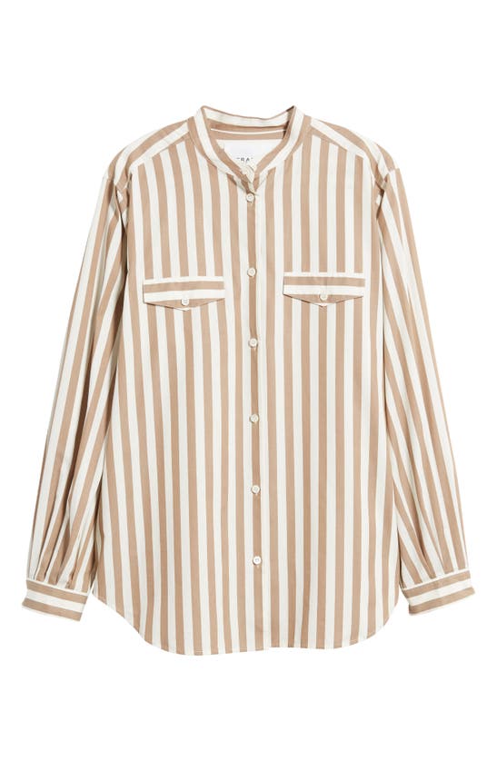 Shop Frame Femme Stripe Button-up Shirt In Mocha Multi