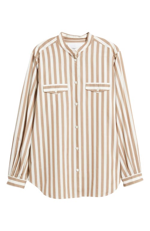 Frame Cotton Striped Shirt In Mocha Multi