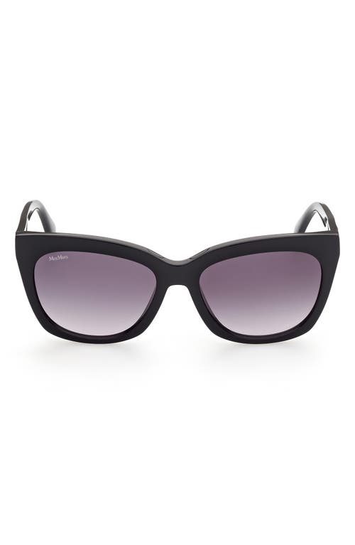 Shop Max Mara 55mm Square Sunglasses In Shiny Black/gradient Smoke