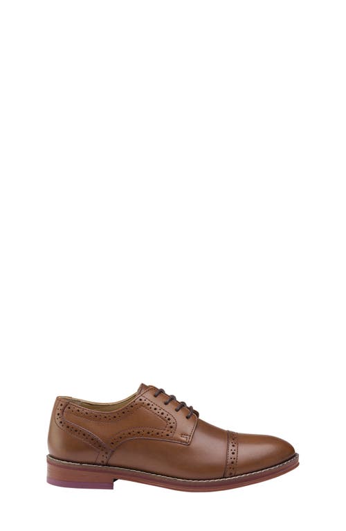 Johnston & Murphy Little Boys Conard Cap Toe Leather Shoes In Tan Full Grain
