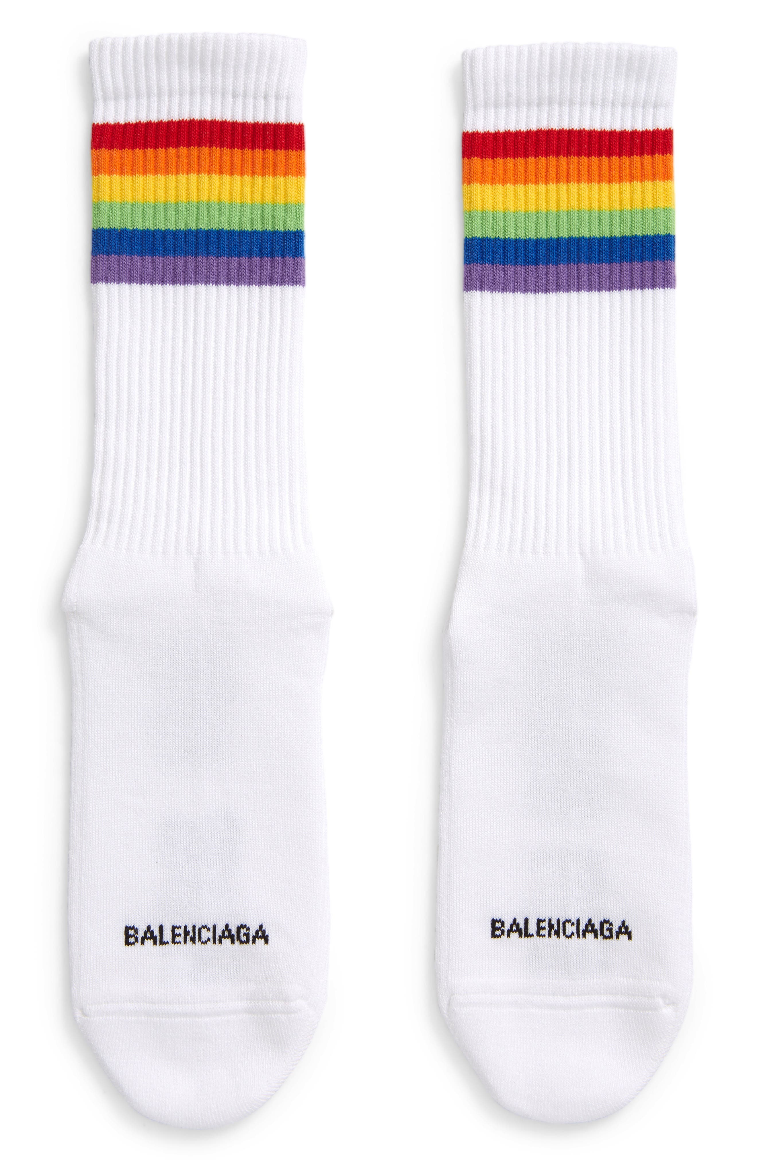 Balenciaga Fetish Rainbow Socks in White at Nordstrom, Size X-Large
