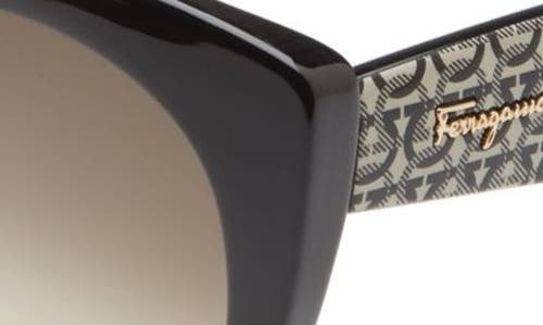 Ferragamo Classic 54mm Gradient Cat Eye Sunglasses In Black/khaki Gradient