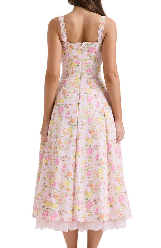 House Of Cb Rosalee Floral Stretch Cotton Petticoat Dress In Pink Floral Print