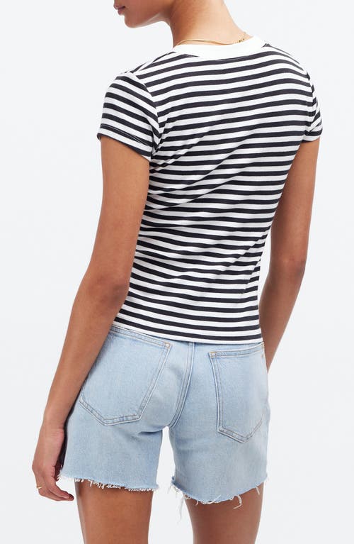 Madewell Stripe Supima® Cotton Blend Rib T-shirt In True Black