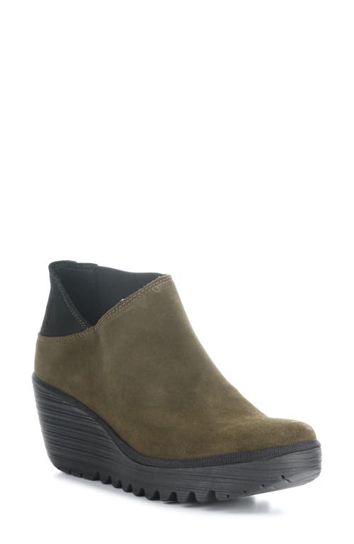 Fly London Yego Wedge Bootie In Green