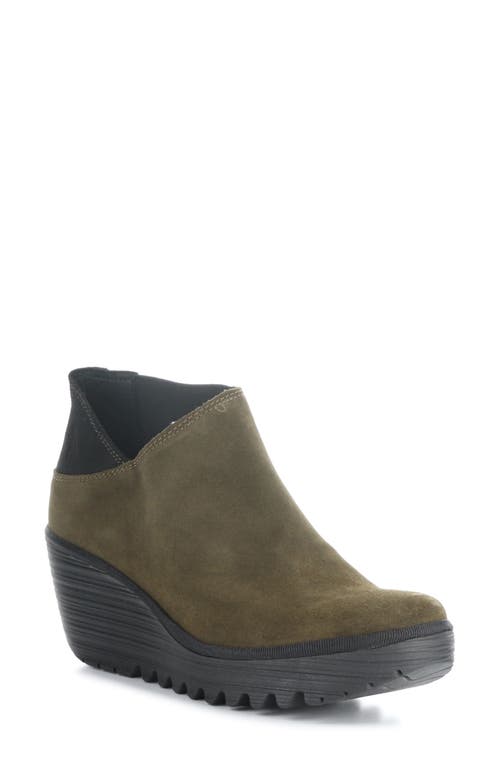 Fly London Yego Wedge Bootie In 009 Sludge/black