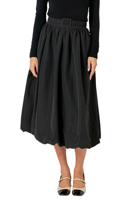 Endless Rose Belted Blouson Midi Skirt In Black