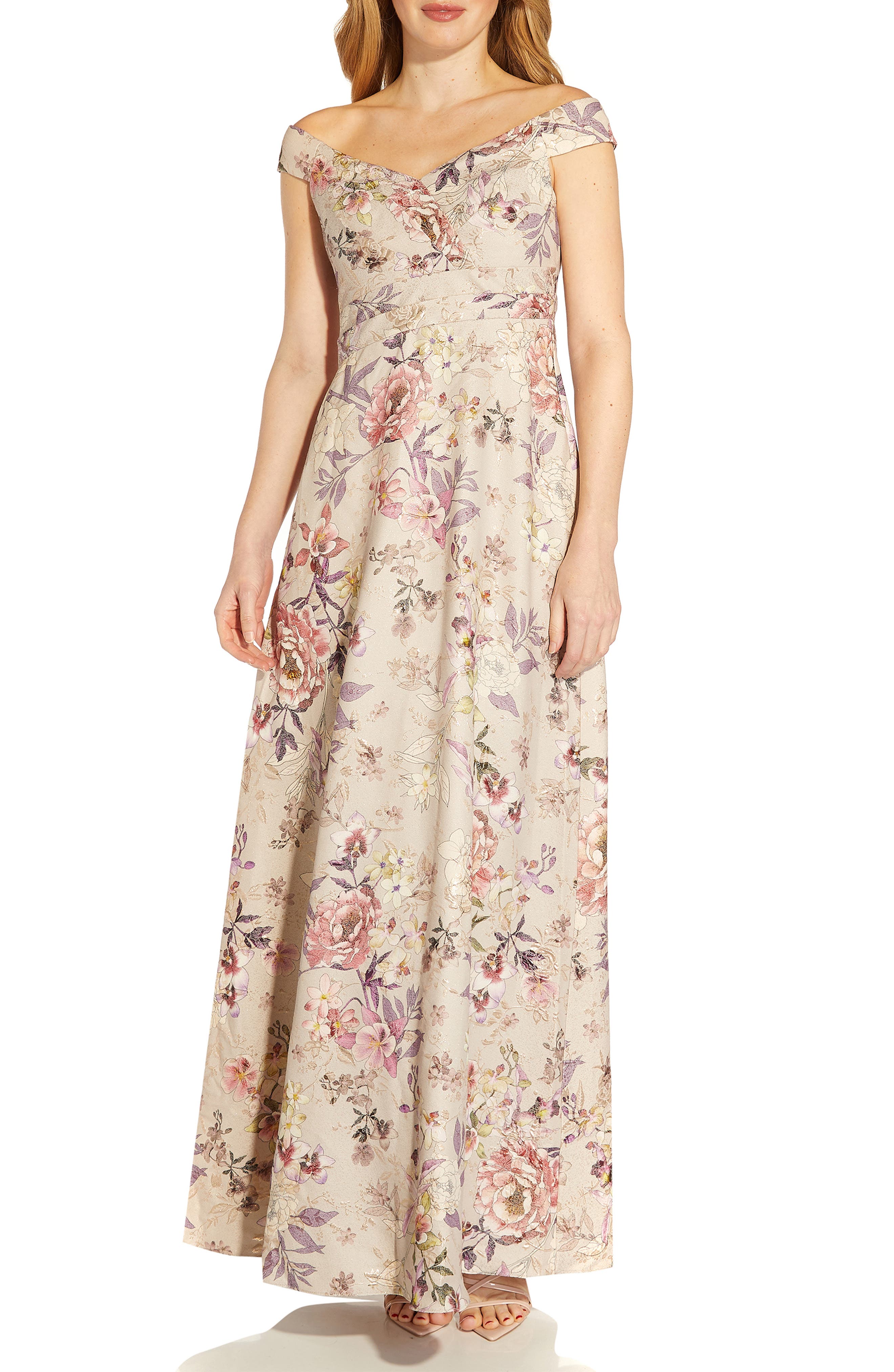 floral jacquard ballgown