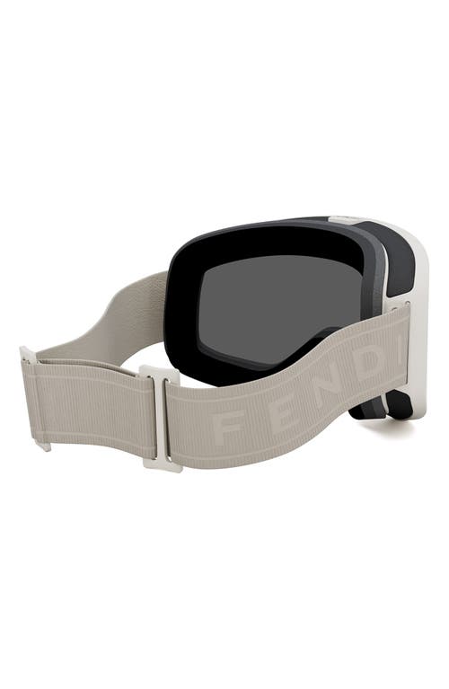 Shop Fendi Ski Mask With Logo Mirrored Lens In Grey/smoke Mirror