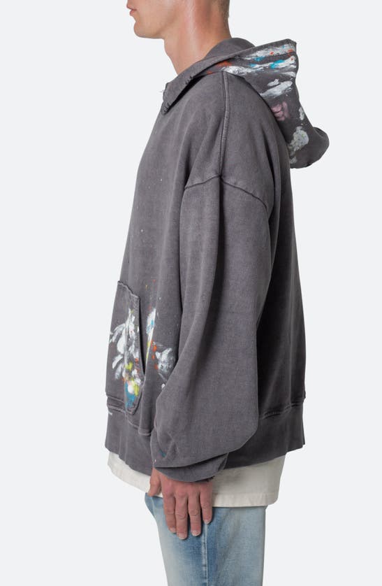 Shop Mnml Destroyed Painter Hoodie In Charcoal Grey