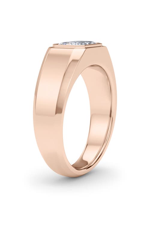 Hautecarat Emerald Cut Lab Created Diamond Signet Ring In 2.00 Ctw 18k Rose Gold