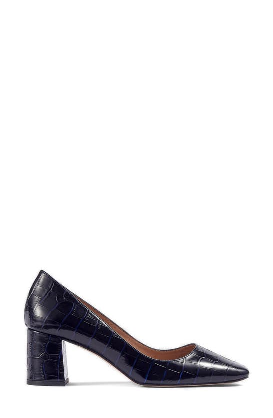 Lk Bennett Sally Croc Embossed Pump In Navy