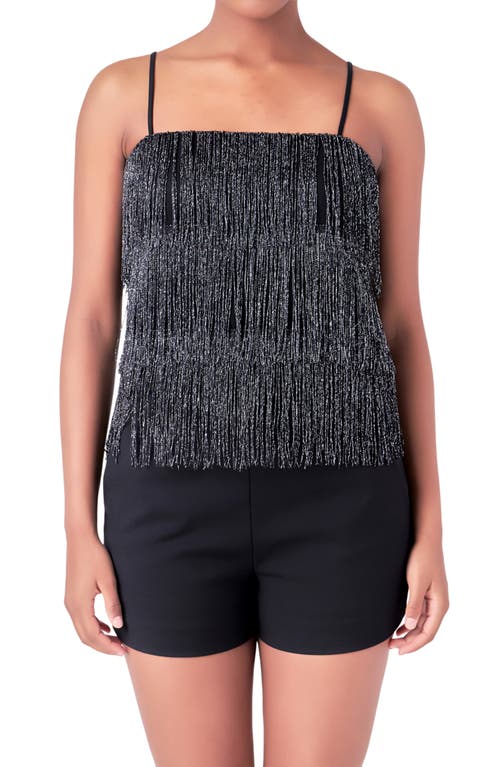 Endless Rose Beaded Fringe Top In Black