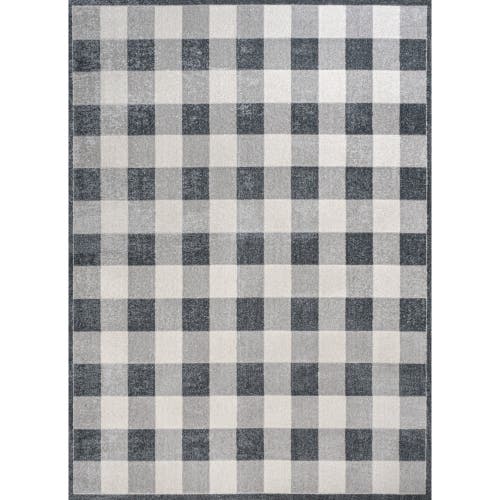 Jonathan Y Gingham Gradient Plaid Cottage Machine-washable Area Rug In Light Gray/dark Gray/cream