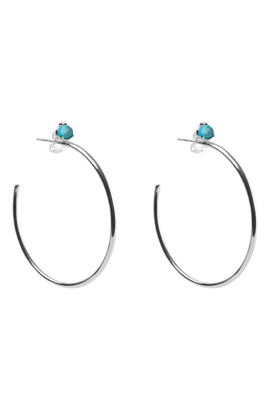 Shop Argento Vivo Sterling Silver Semiprecious Stone Hoop Earrings In Silver