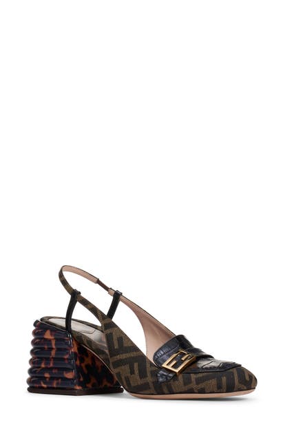 FENDI PROMENADE SLINGBACK BLOCK HEEL SANDAL,8J7066-AAXL