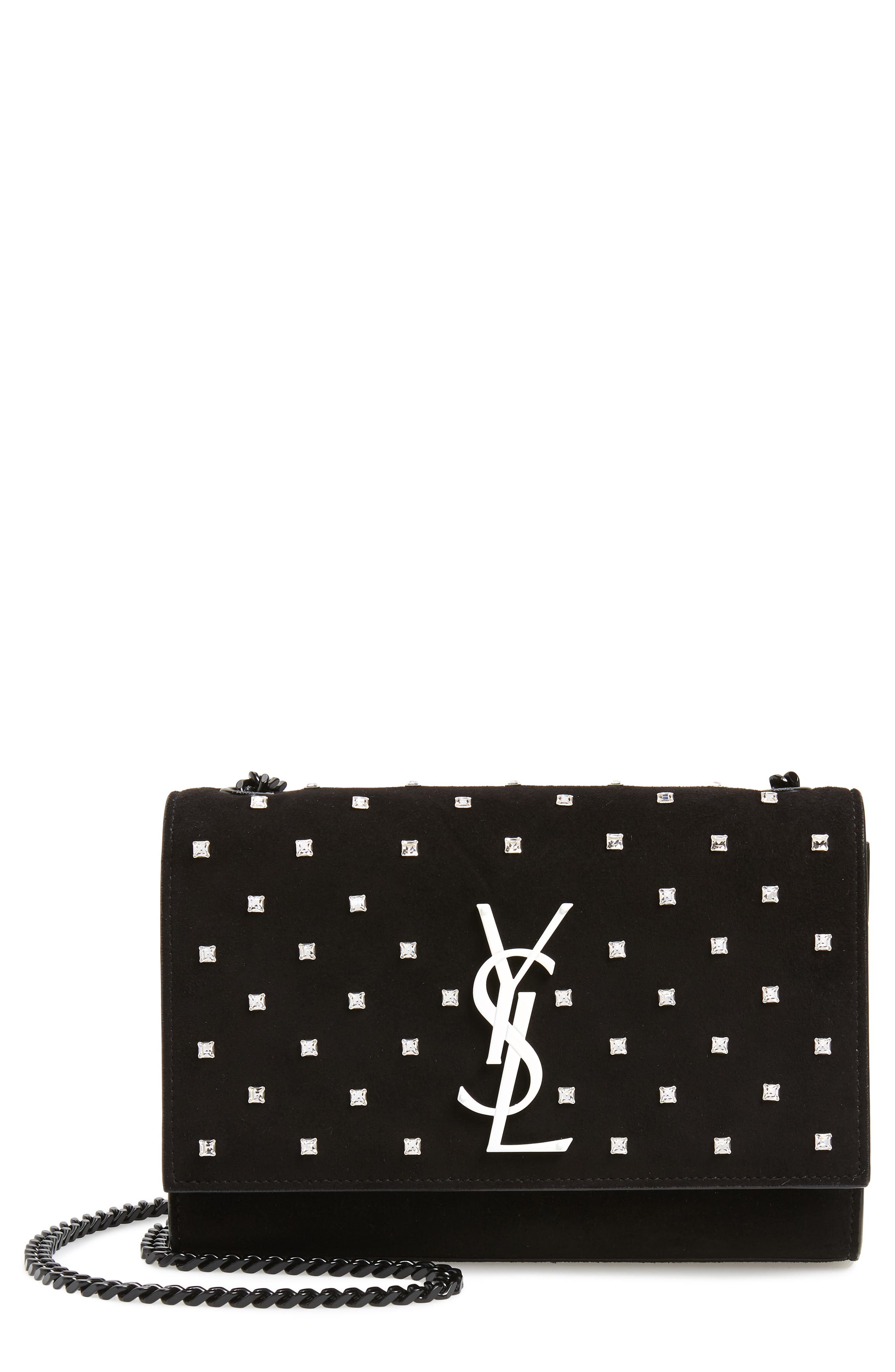 Saint Laurent Small Kate Crystal Embellished Suede Crossbody Bag
