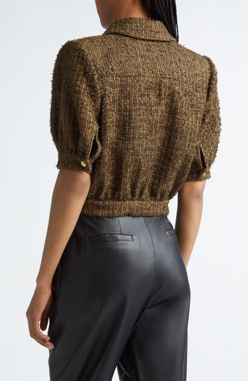 Shop L Agence L'agence Cove Elbow Sleeve Crop Tweed Jacket In Pine