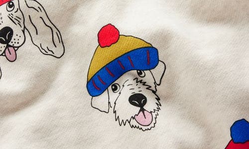 Shop Mini Boden Kids' Pup Print Cotton Sweatshirt In Oatmeal Dude Dogs