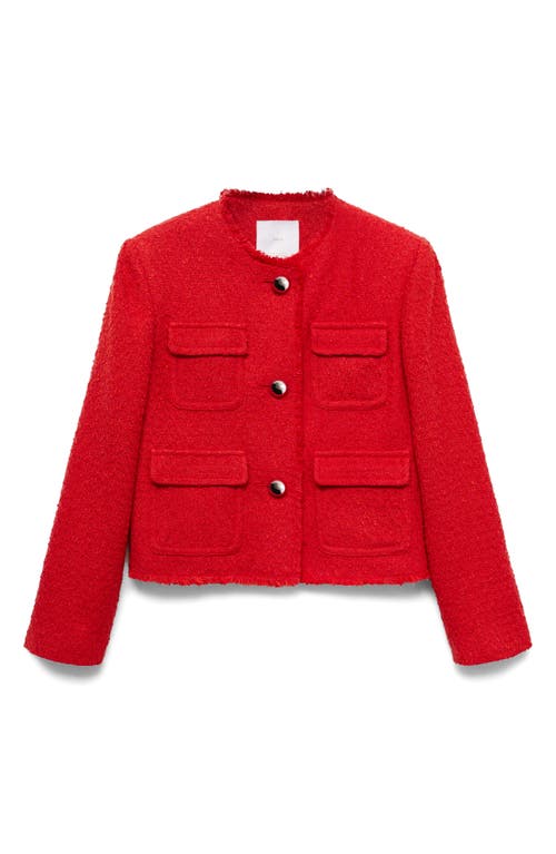 Shop Mango Pocket Tweed Jacket In Red