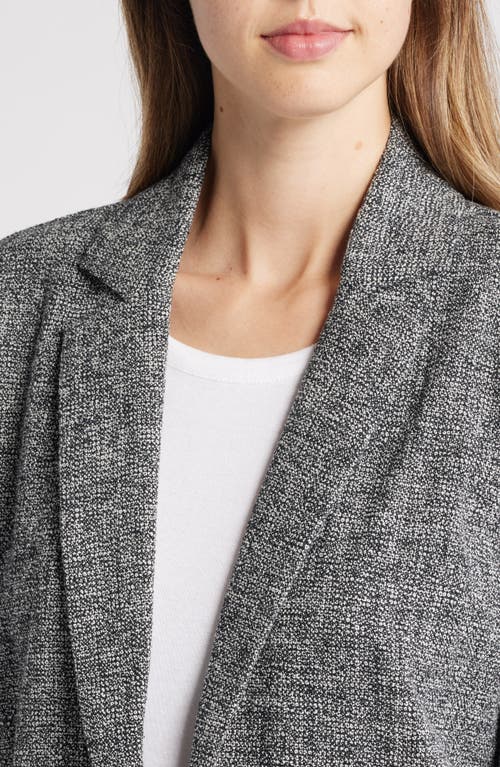 Shop Eileen Fisher Stretch Organic Cotton Longline Blazer In Black/white