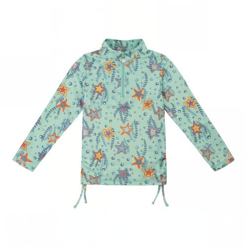 Uv Skinz Half Zip Ruched Sun & Swim Shirt In Dancing Starfish