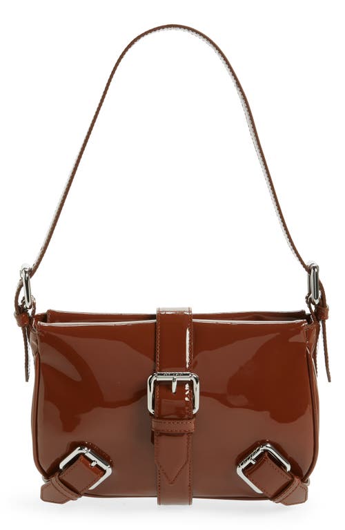 By Far Murphy Patent Leather Shoulder Bag in Chocolate