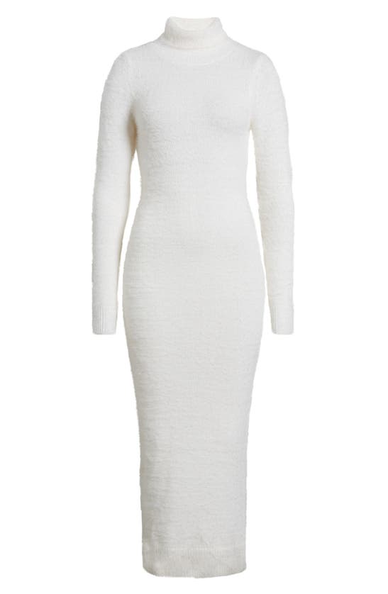 Bardot Lavinia Brushed Long Sleeve Turtleneck Sweater Dress In Ivory