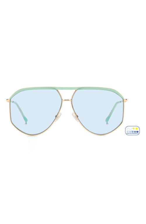 Shop Isabel Marant 64mm Oversize Aviator Sunglasses In Gold Green/azu Phtcromatic