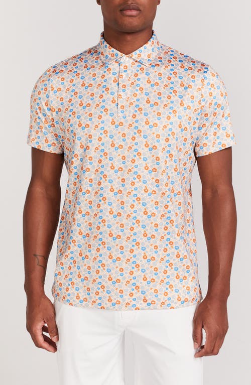 Shop Redvanly Beech Floral Performance Polo In Tangelo