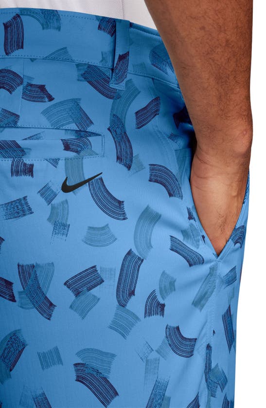 Shop Nike Dri-fit Print Flat Front Golf Shorts In Star Blue/ Black