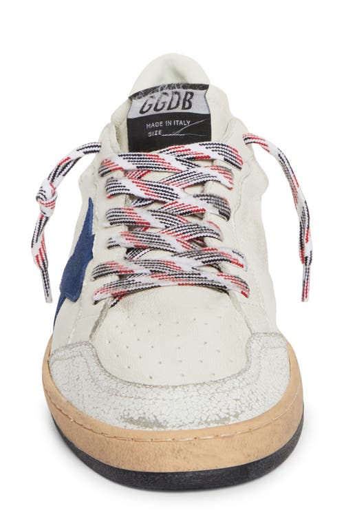 Shop Golden Goose Ball Star Low Top Sneaker In White/twilight Blue/platinum