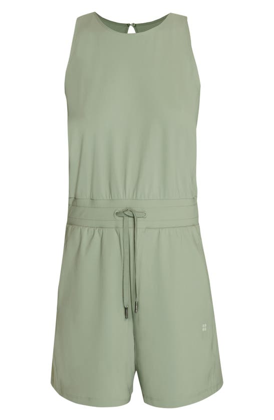 Shop Sweaty Betty Explorer Racerback Romper In Savannah Green