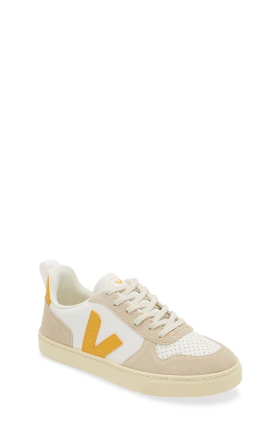 Veja Kids' V-10 Sneaker In Beige-giallo