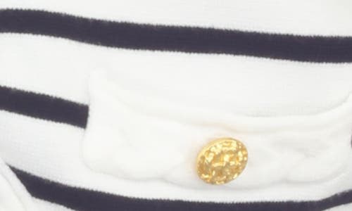 Rain And Rose Stripe Button Front Crop Cardigan In White/black
