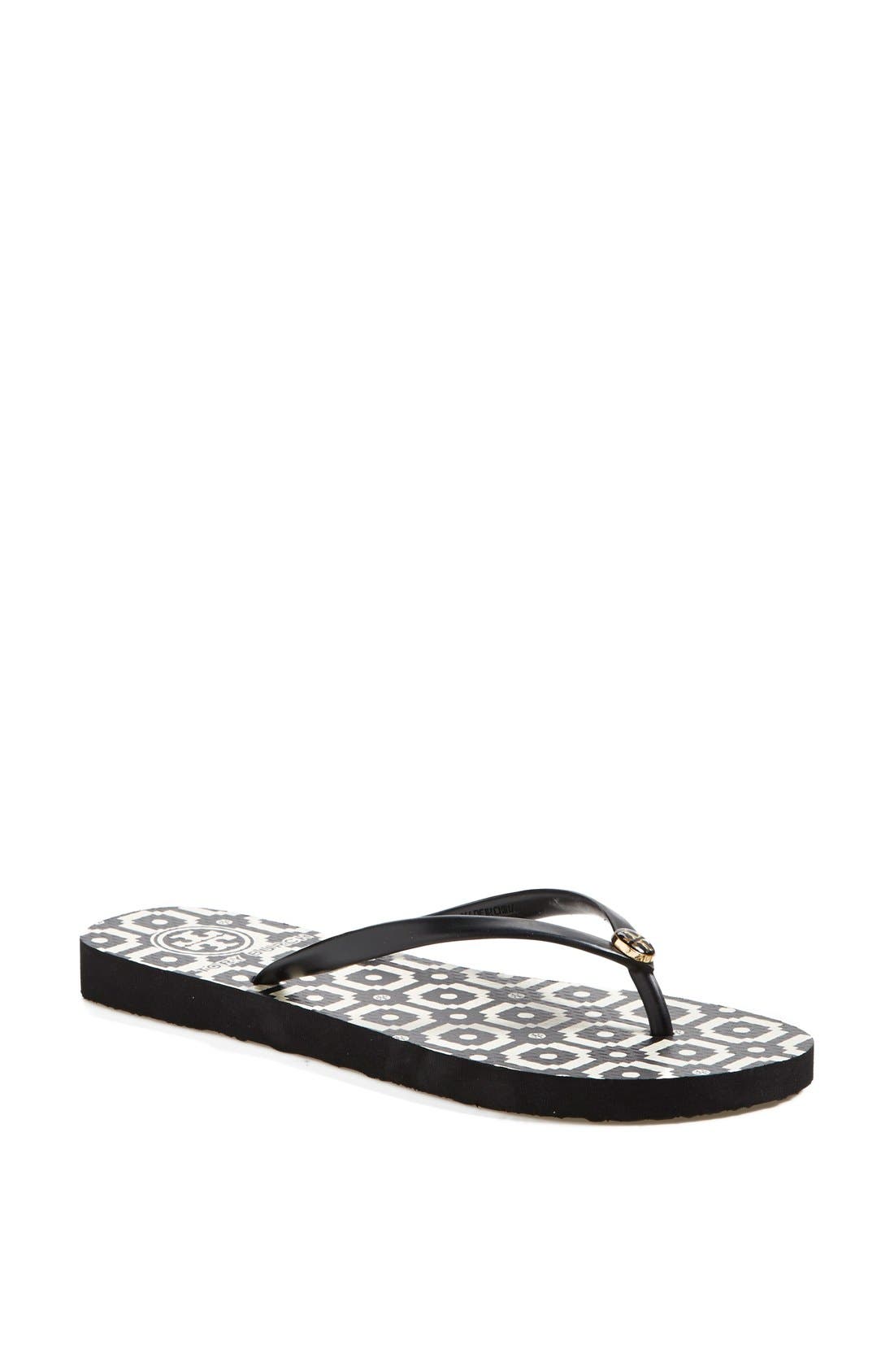 tory burch printed flip flops