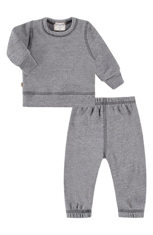 PAIGELAUREN Fleece Lounge Sweatshirt & Joggers Set in Heather Gray 