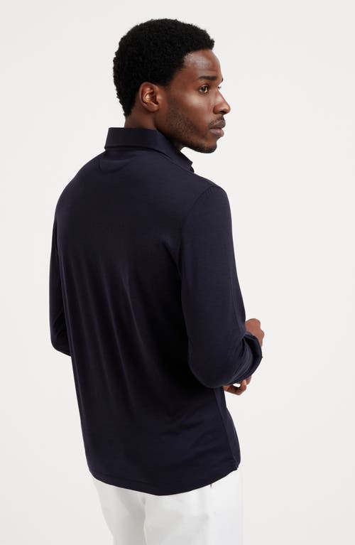 Shop Brunello Cucinelli Jersey Polo Shirt In Navy Blue