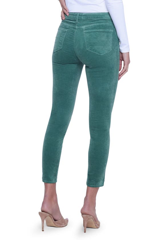 Shop L Agence L'agence Margot Velvet Crop Skinny Jeans In Frosty Spruce