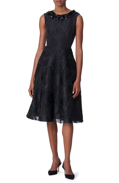 Carolina Herrera Embellished Midi Dress in Black-Multi